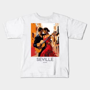 A Pop Art Travel Print of Seville - Spain Kids T-Shirt